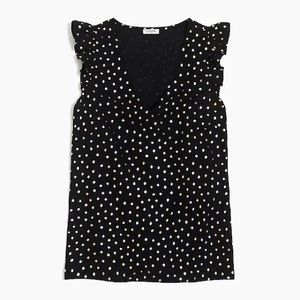 JCrew factory gold polka dot black shell/blouse size 6